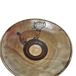 Handcrafted Ceramic Plate with Cat Design